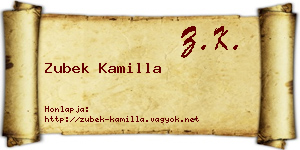 Zubek Kamilla névjegykártya